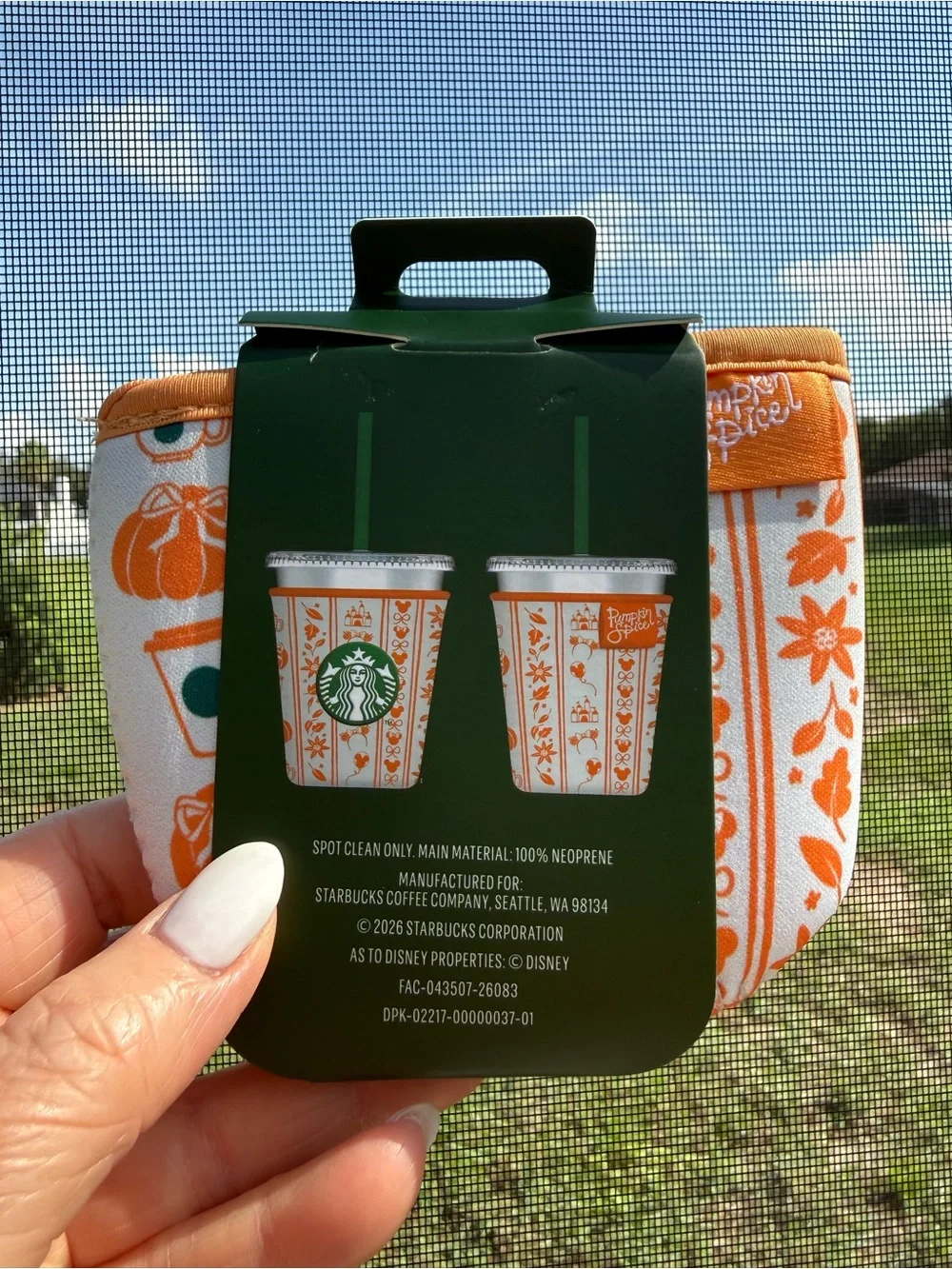 NWT-Disney X Starbucks 2026 Fall Collab Fabric Cup Sleeve